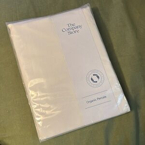 Company Store Premium Organic Cotton Percale Fitted Sheet | White, King